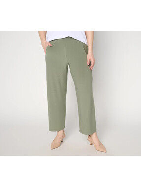 Susan Graver Essentials LK Luxe Crop Pants Bleached Olive, Size Petite Small